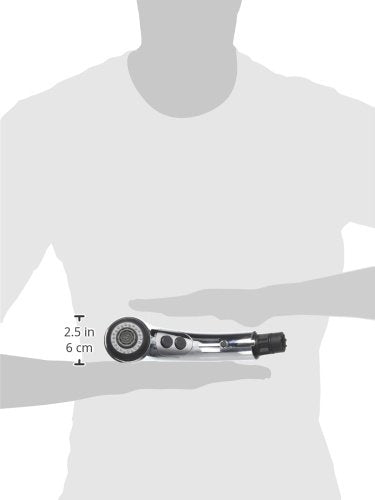 Chrome faucet wand assembly with control dial and spray head, approximately 6 cm in length.