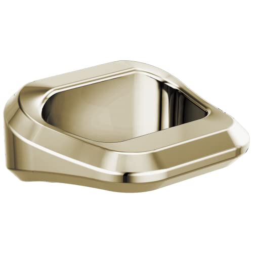Polished gold square drawer knob with curved sides and recessed center grip.