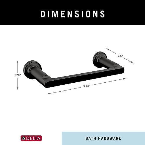 Matte black towel bar with cylindrical wall mounts, 9.78 inches wide and 1.78 inches tall.