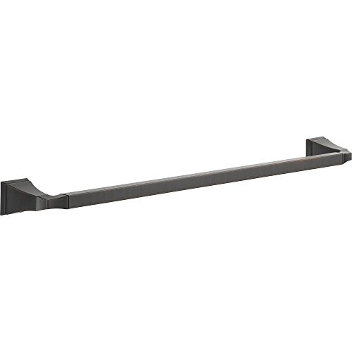 Black metal towel bar with square mounting brackets on each end.