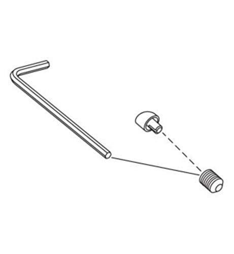 Chrome-finish handle set with angled lever, button, and threaded screw component.