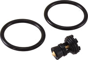 Black rubber O-rings and brass diverter valve assembly with threaded connector.