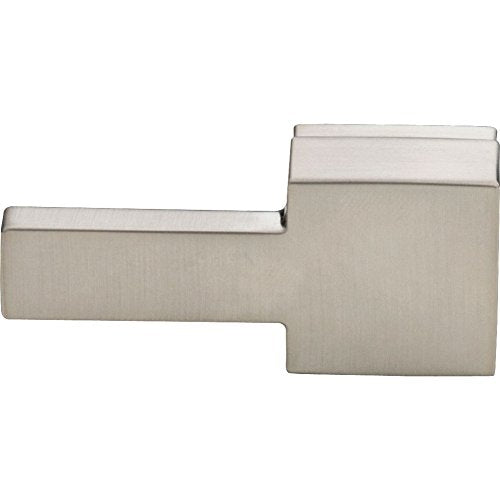 Brushed nickel rectangular tank lever with horizontal handle and vertical mounting post.
