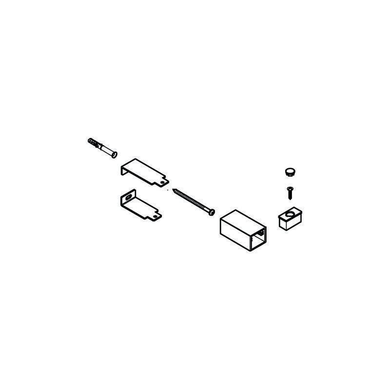 Exploded view of chrome shower bar holder repair parts including brackets, fasteners, and mounting hardware.