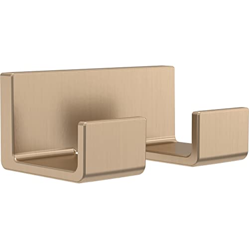 Champagne bronze double robe hook with two curved arms extending from a rectangular backplate.
