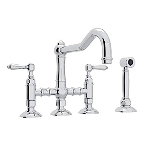 Rohl Acqui Bridge Kitchen Faucet With Side Spray in Polished Chrome - A1458LMWSAPC-2