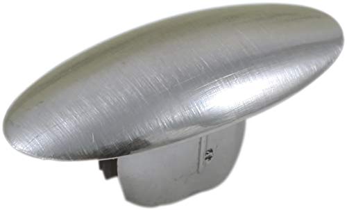 Stainless steel oval plug with brushed finish and mounting bracket for sink drain hole cover.