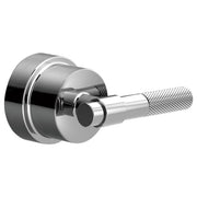 Chrome thermostatic valve trim with T-lever handle and textured grip, showing cylindrical body and decorative escutcheon ring