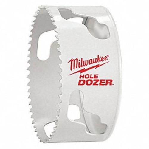 Milwaukee HOLE DOZER bi-metal hole saw with serrated cutting edge and mounting holes.