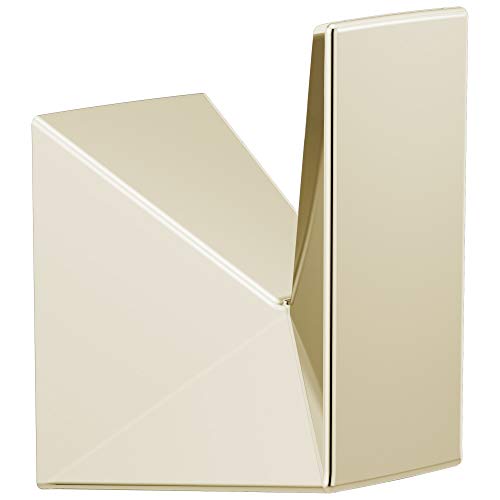 Polished champagne bronze robe hook with angular geometric design and dual mounting plates.
