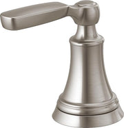 Stainless steel faucet handle with tapered bell-shaped base and single lever arm.