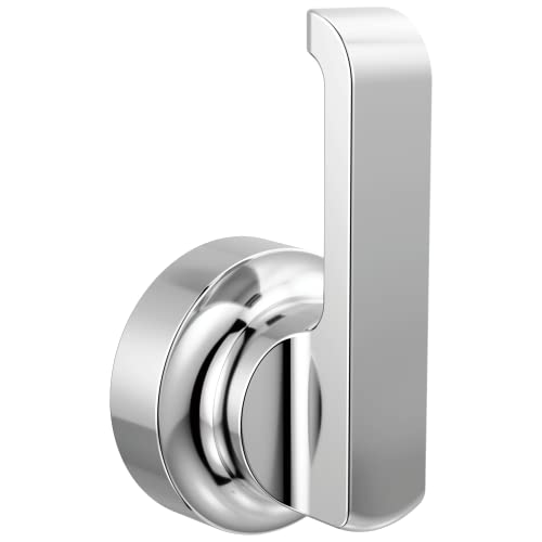 Chrome floor-mount tub filler with tall rectangular body and circular lever handle on rounded base.