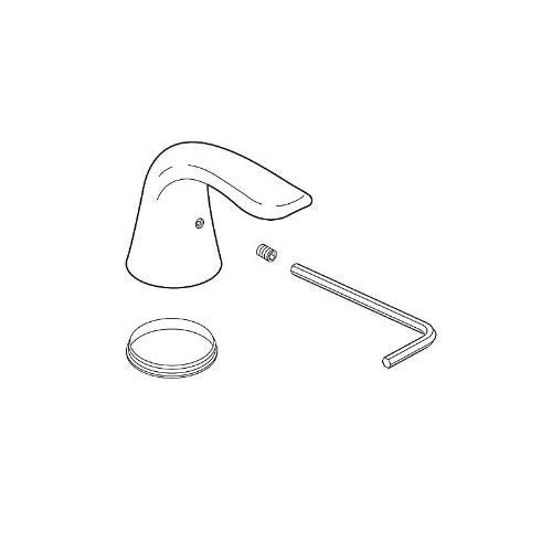 Delta Lahara stainless steel Roman tub faucet handle kit with lever, escutcheon, and mounting hardware.