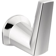 Chrome and white robe hook with curved cylindrical design and rectangular mounting plate.