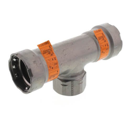 Viega MegaPress 3/4" tee fitting with two press connections on top and female connection below, zinc-nickel coated carbon ste