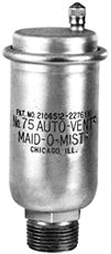 Silver cylindrical Maid-O'-Mist #75 Series auto-vent with threaded base and top valve.