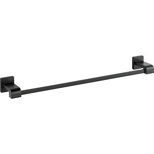 Matte black towel bar with square mounting brackets on each end.