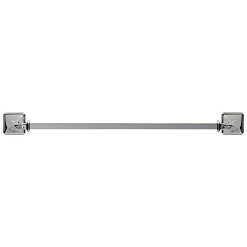 Chrome towel bar with squared mounting brackets on each end, 24 inches wide.