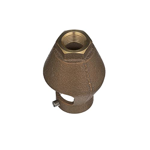 Bronze air gap fitting with threaded brass top connection and side outlet port.