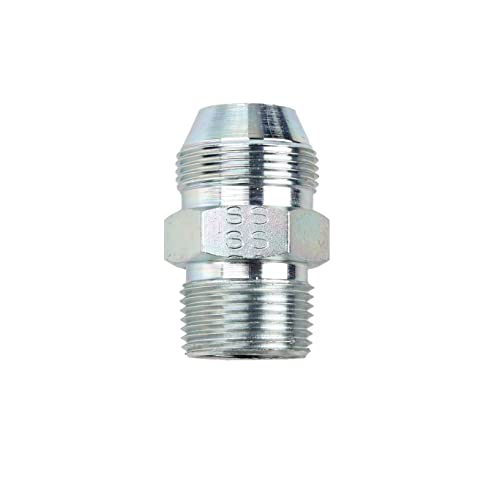 Chrome-plated brass gas flare adapter with threaded male connections and hexagonal grip section in the middle.