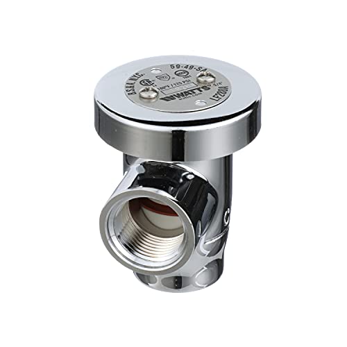 Chrome vacuum breaker with 3/4 inch female threaded outlet and flat top cap.
