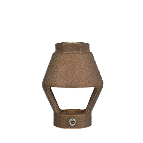 Bronze air gap assembly with open rectangular opening and small drain hole at base.