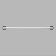 Stainless steel towel bar with circular wall-mounted brackets on each end.