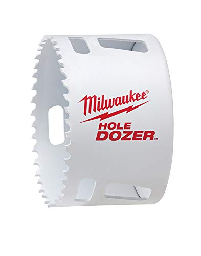 Milwaukee 3-1/8" bi-metal hole saw with serrated cutting edge and center guide.
