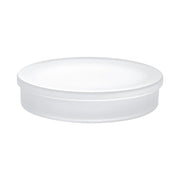 White circular soap dish with flat bottom and curved rim, shown from above at an angle.