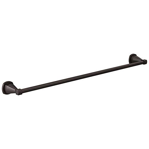 Black matte towel bar with cone-shaped wall-mounted brackets on both ends.