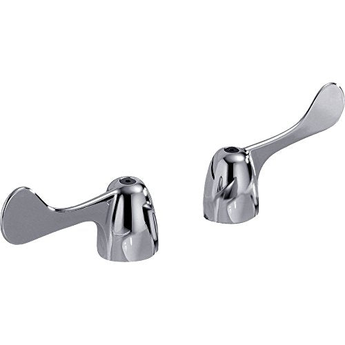 Two chrome metal wrist blade handles with curved gray lever arms and dome-shaped bases.