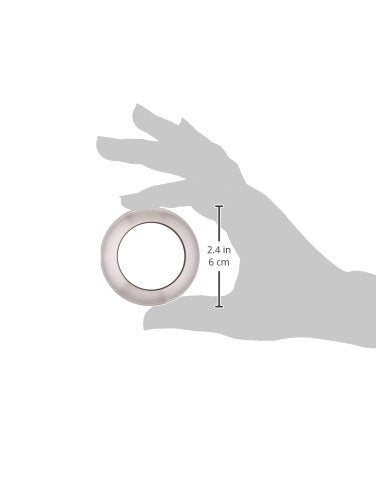 Stainless steel pot filler faucet ring shown in hand with 6 cm diameter measurement.