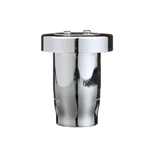 Chrome vacuum breaker with black rubber collar and dual outlet ports on top.