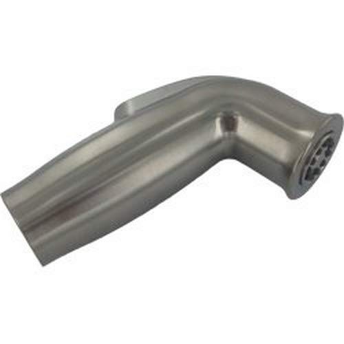 Stainless steel spray assembly with angled nozzle and perforated spray head.