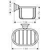 Square brushed nickel shower basket with vertical slat design and mounting brackets.