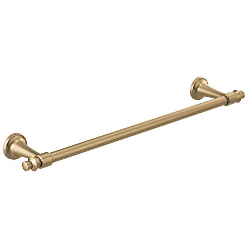 Champagne bronze towel bar with round mounting flanges on each end.