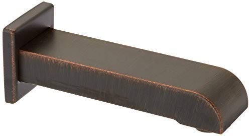 Venetian bronze tub spout with wall-mounted flange and curved water outlet.