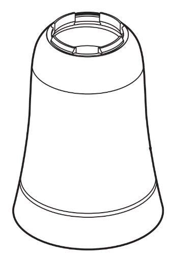 Conical stainless steel valve sleeve with threaded collar opening at top and flat base.