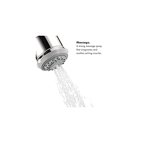 Matte black cylindrical shower head with multiple jets dispensing water in a downward stream.