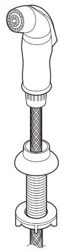 Oil rubbed bronze side spray and hose assembly with threaded base connector and flexible hose.