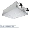 White rectangular ventilation fan unit with dual exhaust ports and mounting hardware visible.