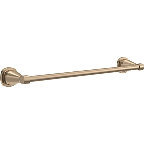 Brushed bronze towel bar with cylindrical rod and matching wall-mounted end brackets.