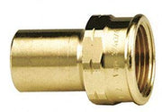 Bronze press adapter fitting with 1-1/4" connections on smooth and threaded ends.