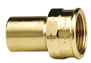 Bronze press adapter fitting with 1-1/4" connections on smooth and threaded ends.