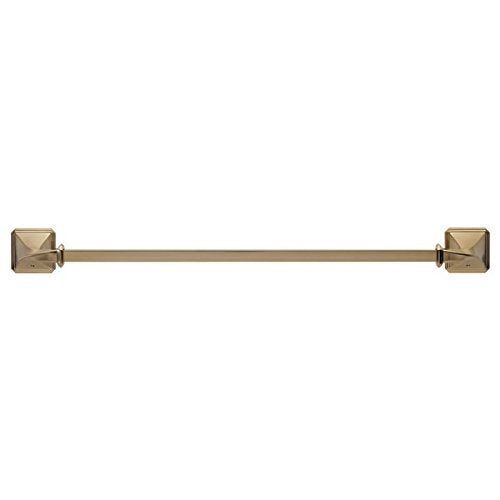Brushed bronze towel bar with square geometric end caps mounted horizontally.