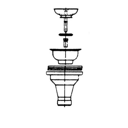 Rohl basket strainer assembly diagram showing component parts in satin nickel finish.