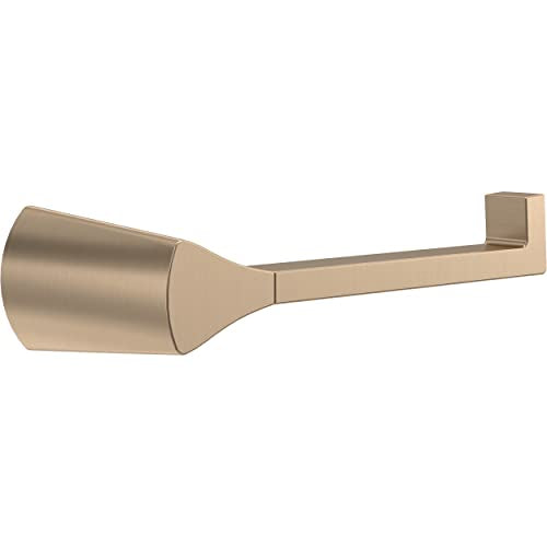 Champagne bronze tissue holder with cylindrical roll compartment and wall-mounted bracket.