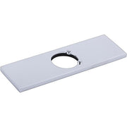 Chrome escutcheon plate with single circular opening and gasket ring for bathroom faucet installation.