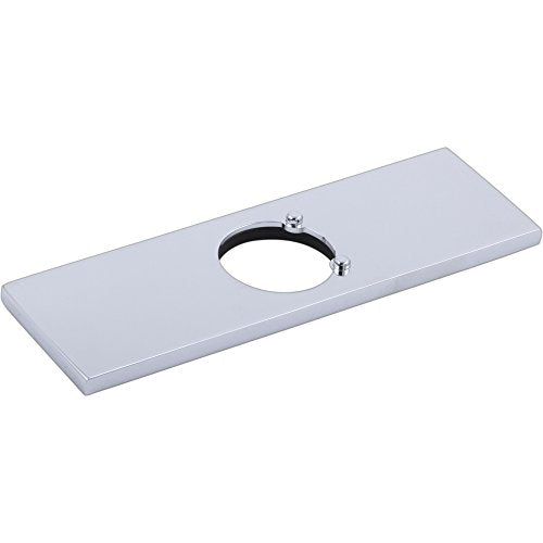 Chrome escutcheon plate with single circular opening and gasket ring for bathroom faucet installation.