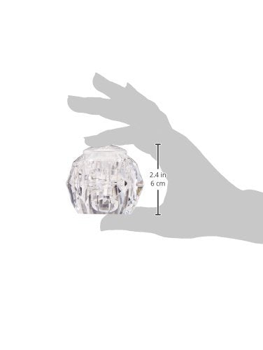 Clear knob handle with textured design shown in hand, 6 cm diameter, chrome finish.